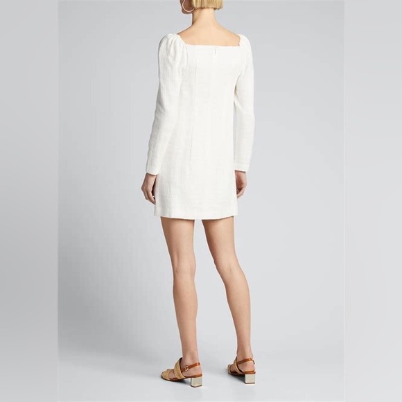 VERONICA BEARD Alona Tweed Square Neck Long Sleeve Mini Dress Ivory 8 - Picture 10 of 16